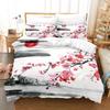 Jarní květinová série Vzor květu švestky Povlak na přikrývku Ložní prádlo 3D digitální tisk Povlak na peřinu Povlak na polštář Ložnice (Třídílná sada) Soubor