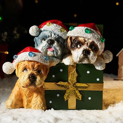 Christmas Animal Sculpture Ornaments Brown Bear Drummer Dog Gift Idea Box Nice Skateboard Penguin Christmas Home Use Decorations