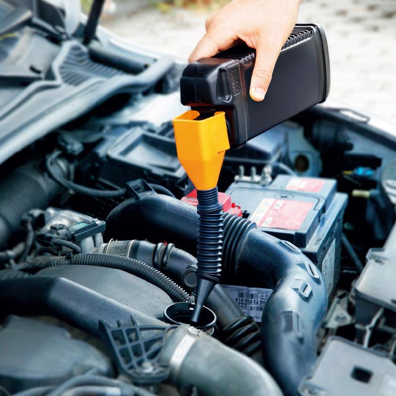 Plastic Car Motorcycle Refueling Funnel Gasoline Engine Oil Funnel Tools Long Stem Hose Oil Funnel Kit Fluid Change Filling Tool