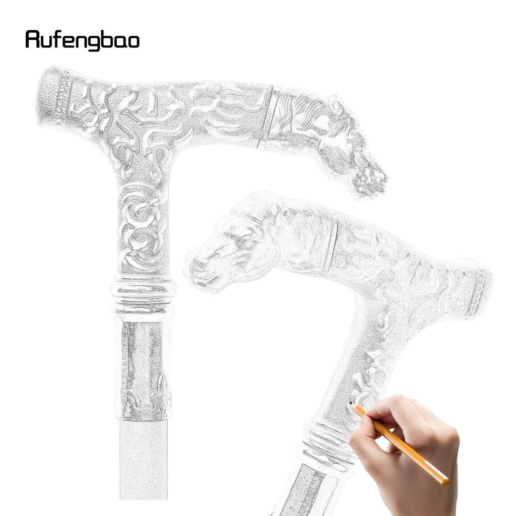 Golden White Horse Handle Luxury Walking Stick Party Fashion Elegant Walking Stick Decorative Cospaly Cane Knob Crosier 90cm
