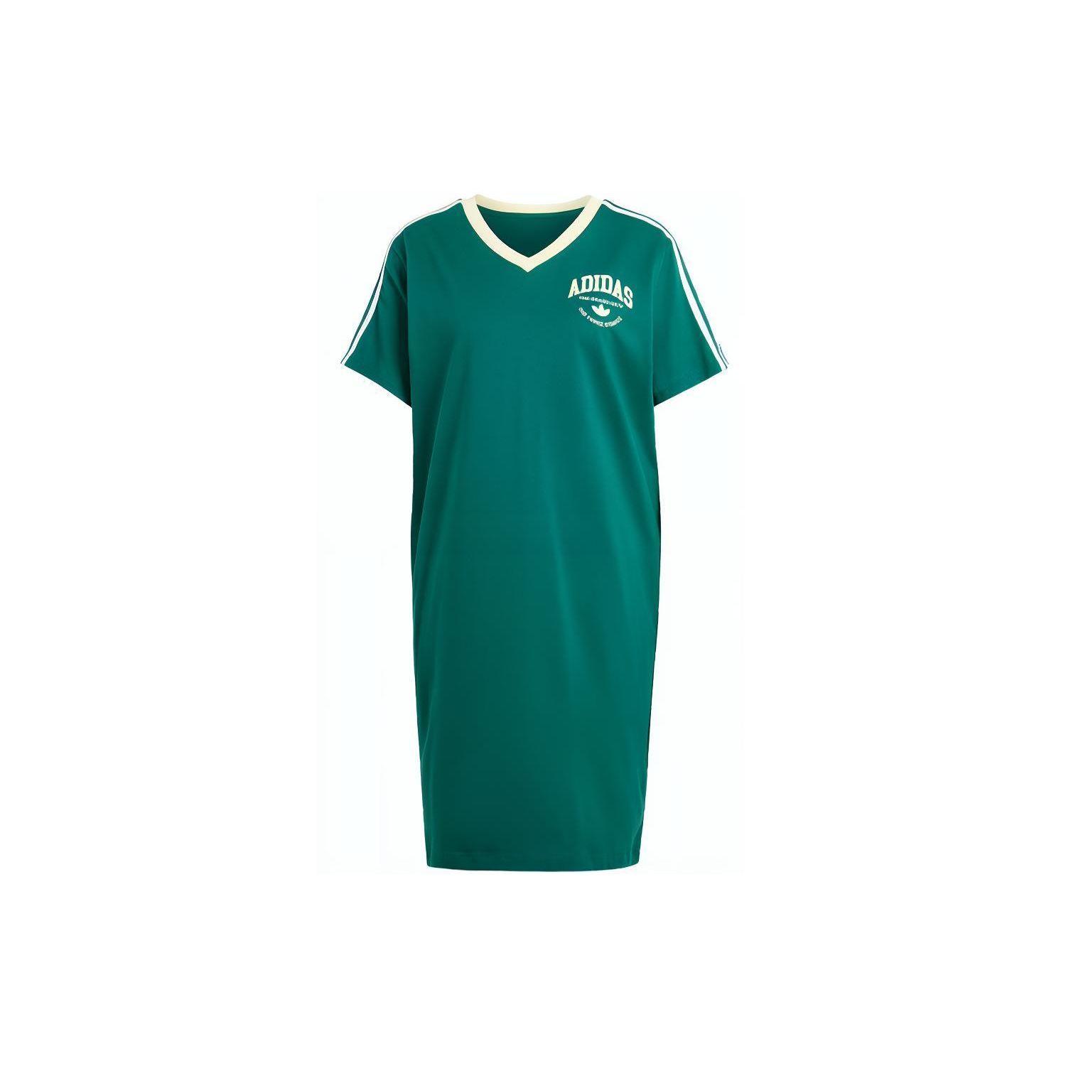 adidas Originals Women s VRCT V-Neck Short Sleeve Dress Collegiate Green IR6042 XS