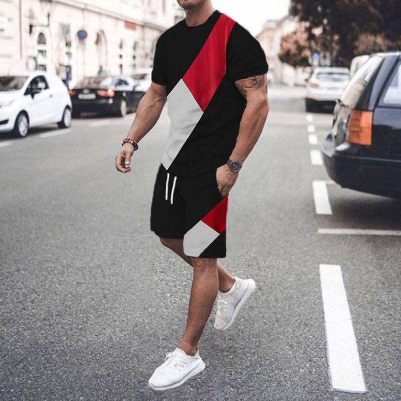 Summer Men Set New Tee Outfit Sweat Suit Tshirt For Man Sportswear Men Short Suit Casual T-Shirt+Shorts 2Piece Mens Tshirts Sets