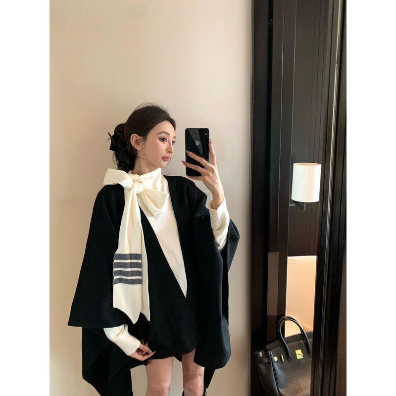 Kumikumi Elegant Set Shawl Outerwear Inner wear Apricot Knit Women Autumn Casual Pants Shorts Three-Piece Set