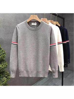 High-End European Light Luxury Men's Autumn/Winter Round Neck Patchwork Sweater Knitwear