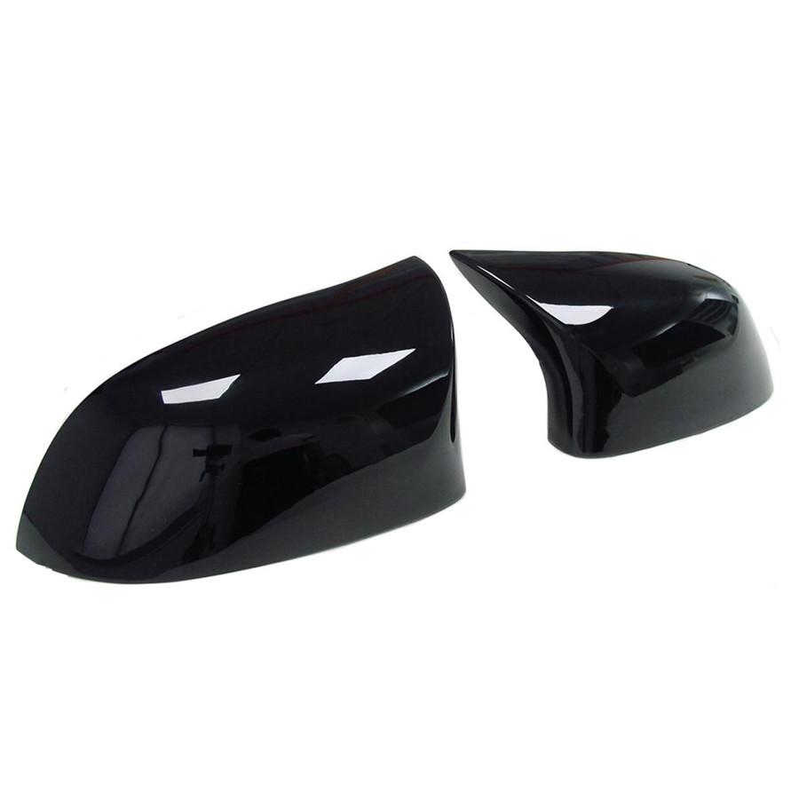 2x Glossy Black Rear View Side Mirror Cover Cap For BMW F15 F16 X5 X6 2014-2018
