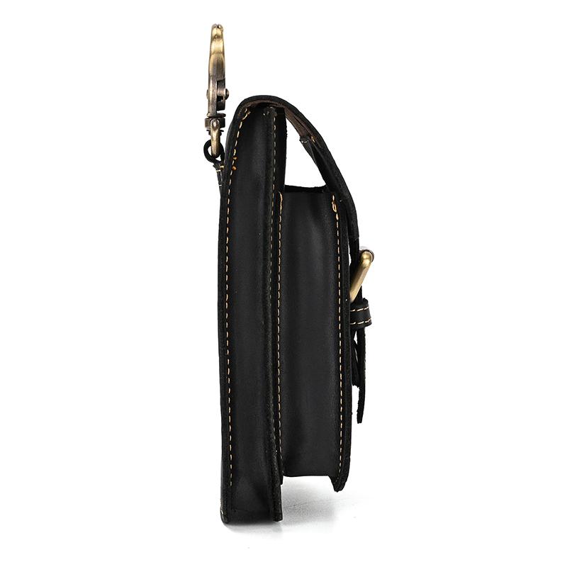 Crazy Horse Leather Mobile Phone Bag Phone Pouch Wear On Belt Fanny Pack 6.7 "leather Mobile Phone Wasit Pack Men Male Belt Bag