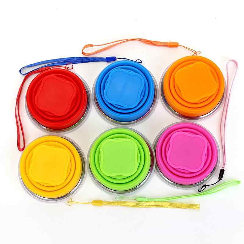 Copo Dobrável de Silicone para Exterior Caneca Dobrável Garrafa Dobrável para Camping Copos de Água de Viagem Caneca Portátil para Chá/Bebida com Tampa 200ML