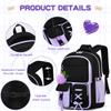 Purple Three-Piece Schoolbag For Female Junior High School Students, Large-Capacity Backpack, Lightweight Burden-Reducing Student Backpack