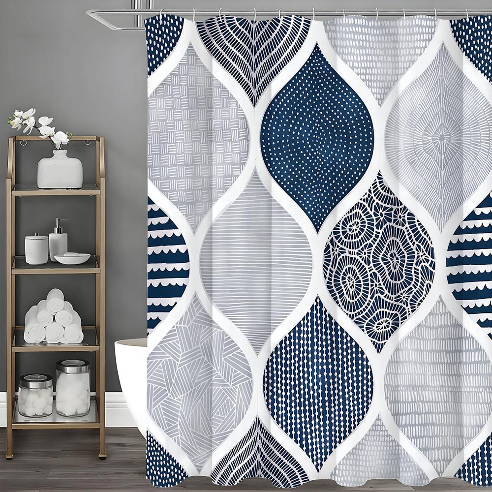 

Геометрическая шторка для душа, Декоративная шторка для душа для ванной, Водонепроницаемая шторка для душа с крючками 90*180cm