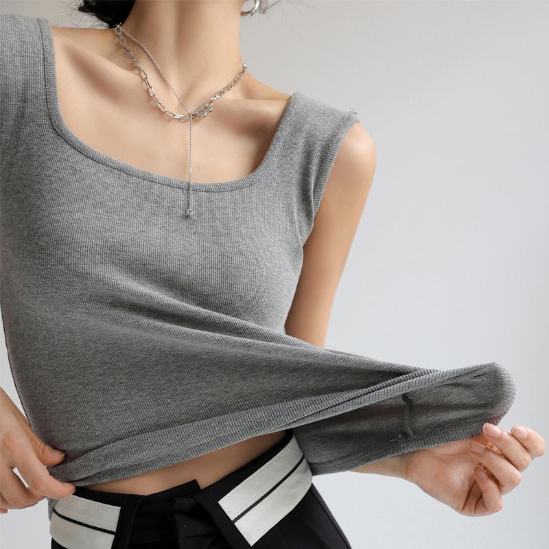 Magliette da donna senza maniche con scollo a U T-shirt da donna Gilet da strada Top