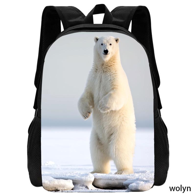 Polar bear pattern simple and cute backpack student schoolbag computer bag