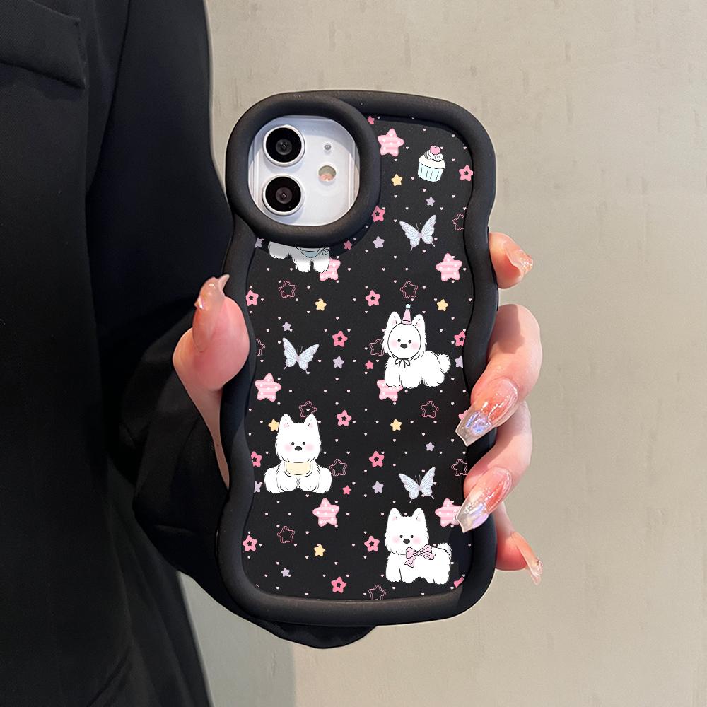 Funda de silicona suave con borde de ola grande y patrón pintado, color macarrón, a prueba de golpes, protectora de goma para iPhone, Huawei, Honor, Infinix y Tecno.