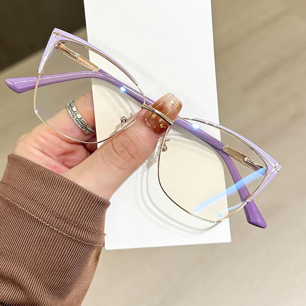 Transparent Cat Eye Glasses Women Trendy Design Anti Blue Light Glasses Computer Eyepiece Optical Spectacle Metal Frame Lentes
