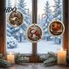 Festive Hanging Decor Acrylic Christmas Red Bird Ornament Snow Scene Pattern Xmas Tree Nature Inspired Seasonal Decorations Decor Retro Round