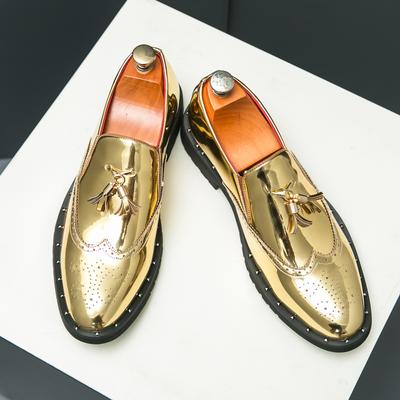 Fashion Luxury Business Formal Leather Shoes Gold Men's Casual Slip-On Oxford Fashion Pointed Office Shoes Patent Leather Tassel Shoes