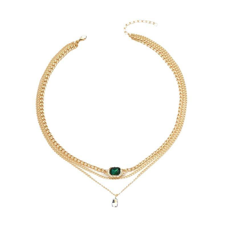 Crystal Gemstone Necklace Niche High-end Design Jewelry Women's Summer Necklace Snake Necklace