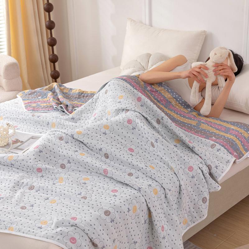 Class A Cotton Six-layer Gauze Throw Blanket Machine Washable Towel Quilt Summer Air Conditioning Cool Quilt Soft Breathable Sofa Cover Blanket Home