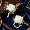 Elegant Boutonniere Flowers Exquisite Wrist Corsage Brooches Wedding Accessories  Groom Attire