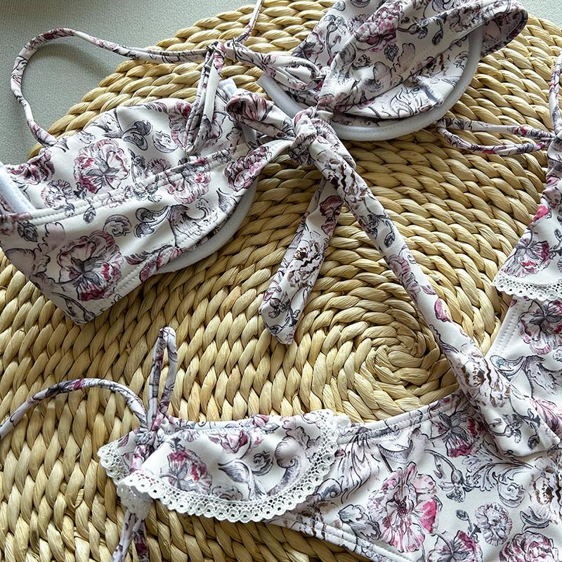 Push Up Bikinis Sexy Women Swimsuits Female Swimwear Bikini Set Floral Bathing Suit Swimming Suits Beachwear Ruffle Biquini
