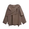 Womens Asymmetrical Knit Cardigan Short Cropped Sweater Fall Winter Streetwear Loose Fit