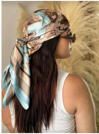 Vintage Multicolor Paisley Square Scarf for Women Silk Satin Bandana Neck Scarf Hair Wrap