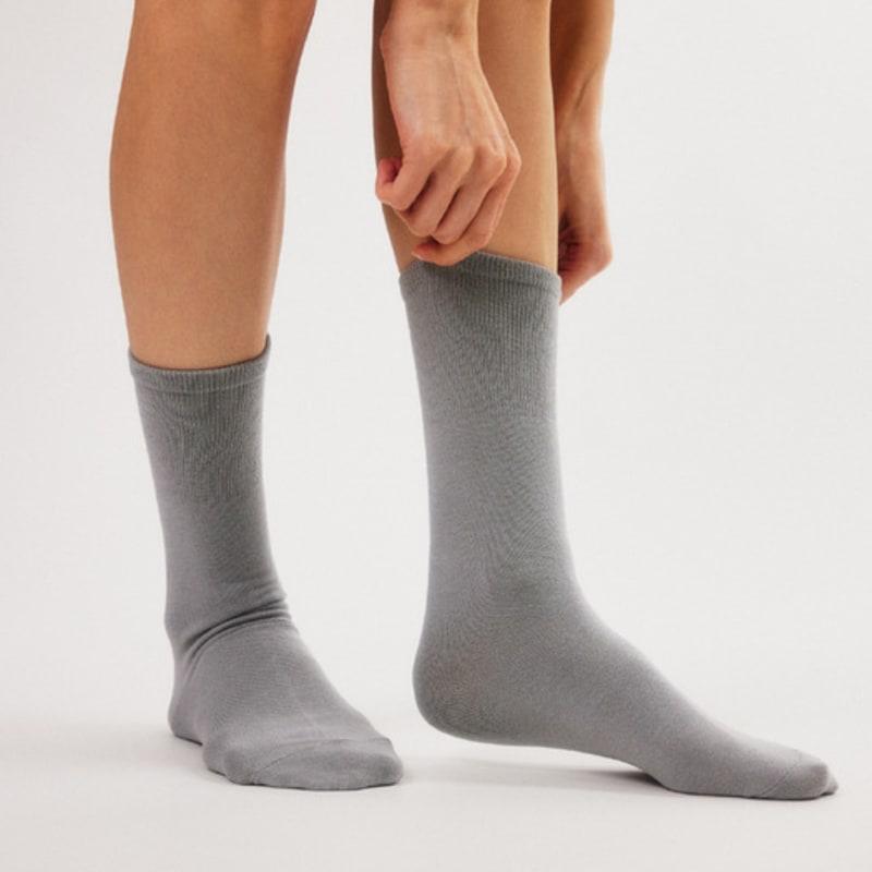 BOCION Gray Solid Color Long Socks