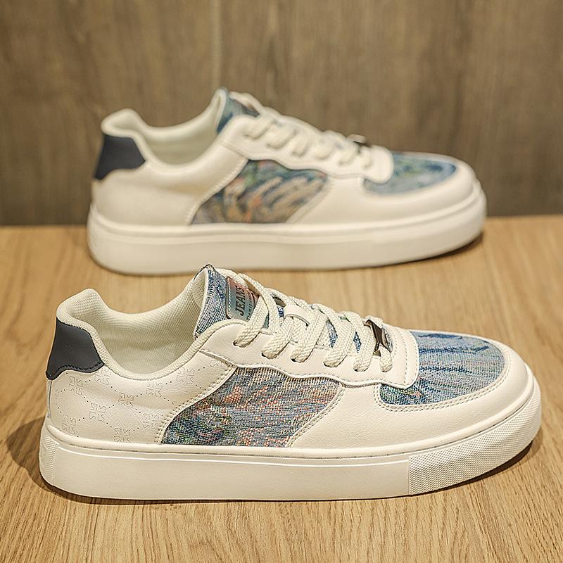 2024 winter new versatile trendy shoes sports low-top board shoes trendy Hong Kong style men's white casual shoes sports shoes