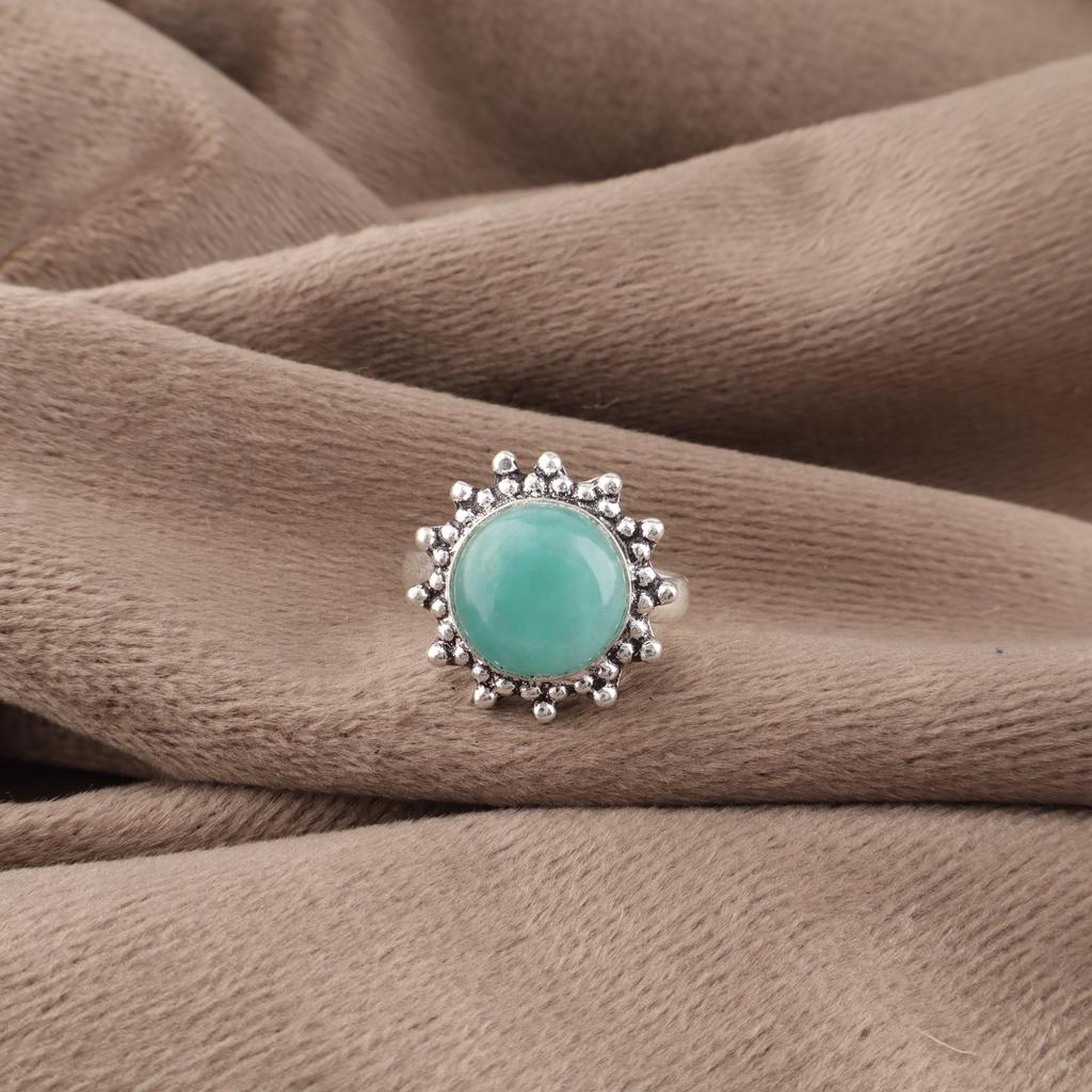 Amazonit Schmuck, 925 Sterlingsilber, Handgefertigter Attraktiver Ring, Boho Amazonit Edelstein Spiritueller Ring Für Frauen