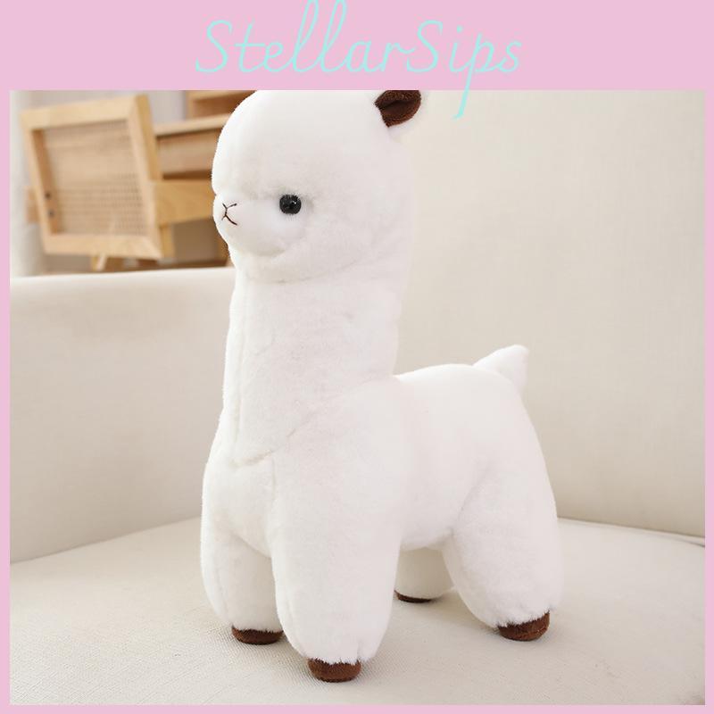 Cute White Brown Alpaca Cartoon Plush Toy Pillow For Kid Gift And Decor Room