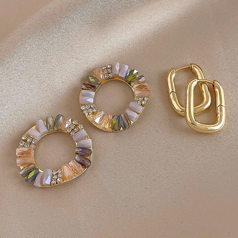 Vintage Zircon Hoop Earrings: European-American Style, Versatile High-End Fashion for Women