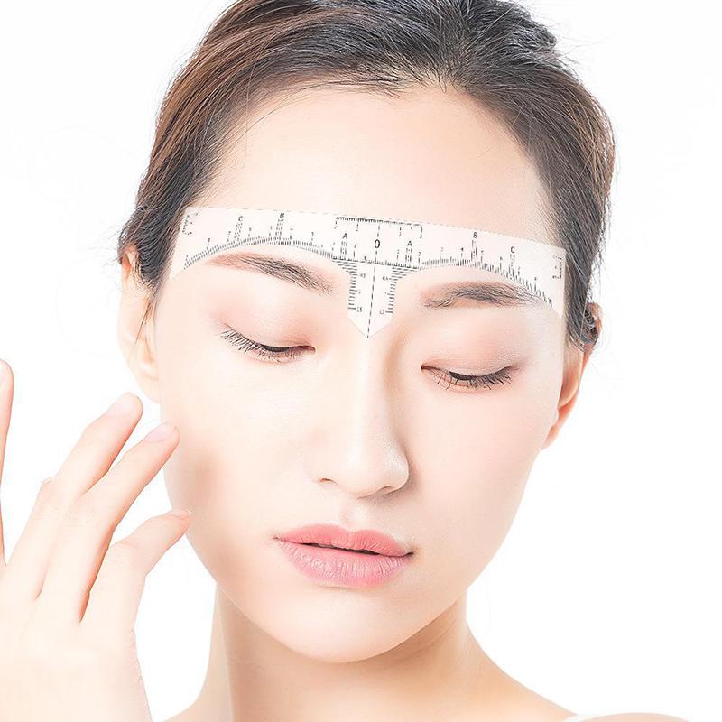 10 Pcs Disposable Eyebrow Ruler Microblading Semi Permanent Eyebrow Tattoo Position Ruler Guide Makeup Stencil Measure Tools