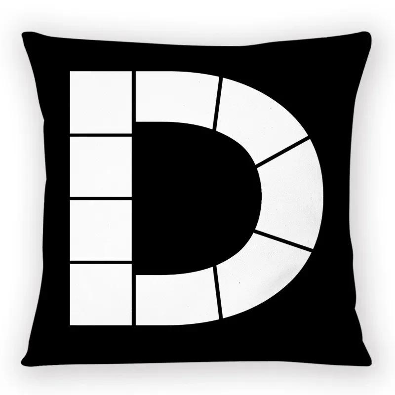 Fashionable Black and White Plaid Pillowcase Cat Paw Letter Print Pillowcase Sofa Cushion Cover Home Bedroom Room Decoration