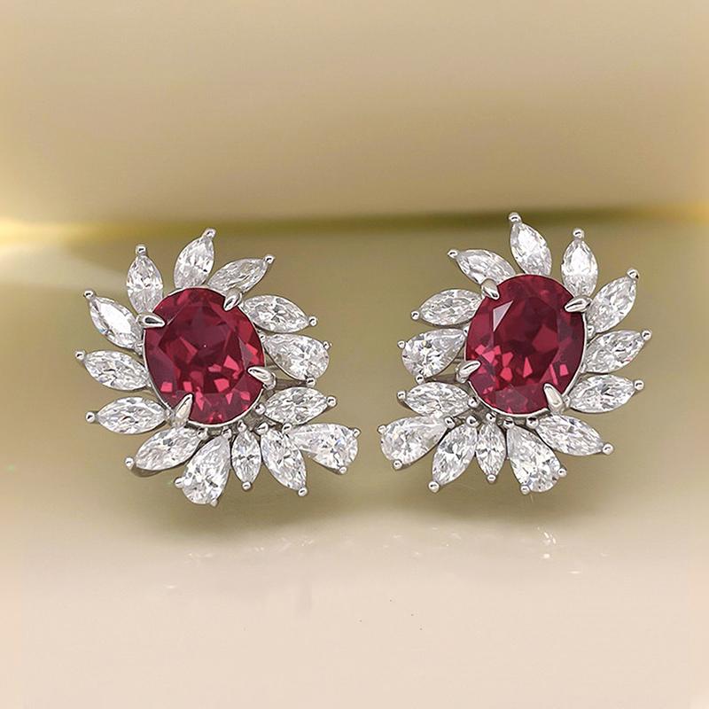 Huitan Sparkling Oval Cubic Zirconia Bridal Earrings for Wedding Party Silver Color Luxury Trendy Accessories Women New Jewelry