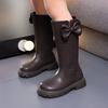 Girls High Top Winter Boots Bow Detail Slip Resistant Rubber Sole Zipper Closure Warm Fabric Lining