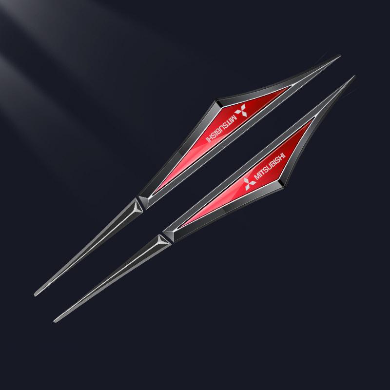 cyxmtz1 2PCS for Mitsubishi Lancer Outlander Pajero ASX Outlander Eclipse Cross Ralliart Alloy Car Side Badge Fender Sticker Decoration