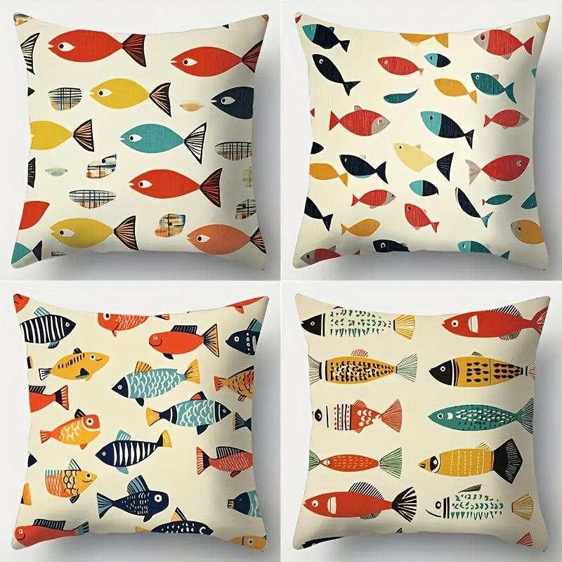 Oceaan Kleurrijke Vissen Thema Digitale print kussenhoes Korte pluche Geschikt voor woonkamers slaapkamers banken sierkussenhoes 60x60cm