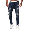 ZYLLO Fashion Street Style Ripped Skinny Jeans Men Vintage Wash Solid Denim Trouser Mens Casual Slim Fit Pencil Denim Pants