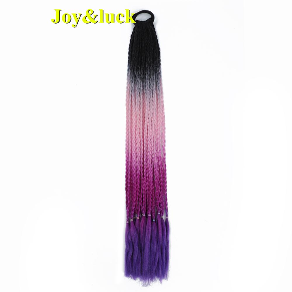 24 Zoll Ombre Yaki Straight Synthetische Haarverlängerungen Mädchen Farbe Geflochten Zopf Gummiband Box Braid