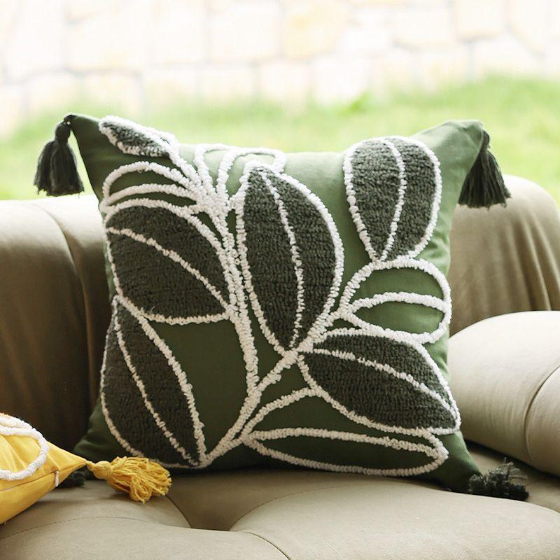Nordic French Cream 3D Embroidered Sofa Pillow Cover 45x45cm Decorative Bed Cushion Case