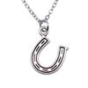 Hammered Horseshoe Pendant Necklace Western Cowboy Lucky Charm 40cm Short Chain