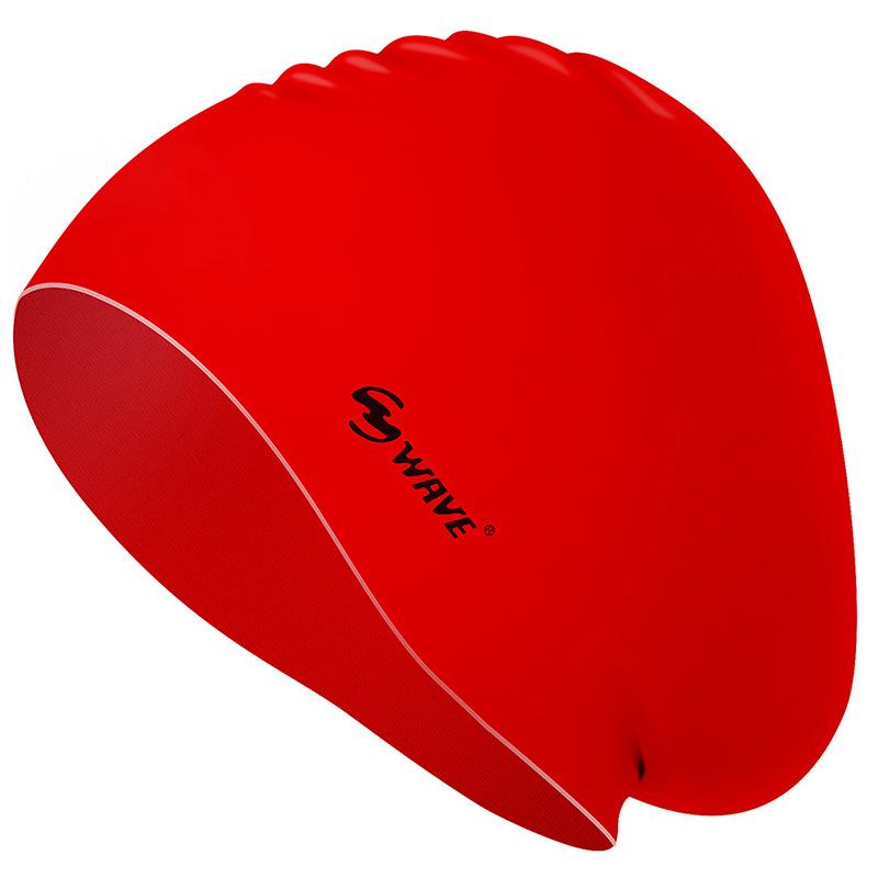 

WAVE Waterproof Silicone Swim Cap for Adults, Unisex, Long Hair & Ear Protection, Fashionable Design. червоний