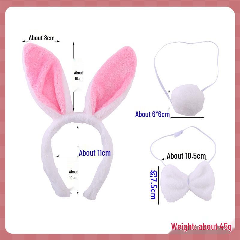 Children's Cute Plush Rabbit Ear Headband for Face Washing and Photos