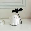 Cute Resin Ghost Statue Walking Dog Figurine, Holding Bat Balloon Statue, Spooky Halloween Children Room Desktop Decor Decor, Mini Stable Base