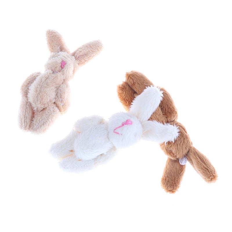 Miniature Jointed Rabbit 10pc 3 colors Soft Mini Joint Rabbit Pendant Plush Bunny For Key Chain ...