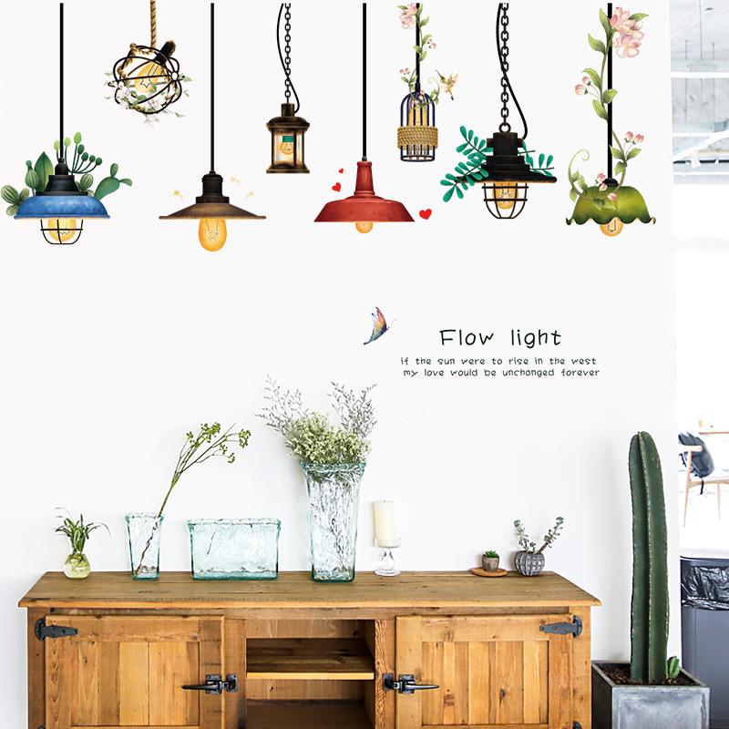 Adesivo da Parete Lampadario Stile Nordico Colorato Rimovibile Decorazione Sfondo TV per Camera da Letto e Soggiorno Adesivo Vetro Finestra