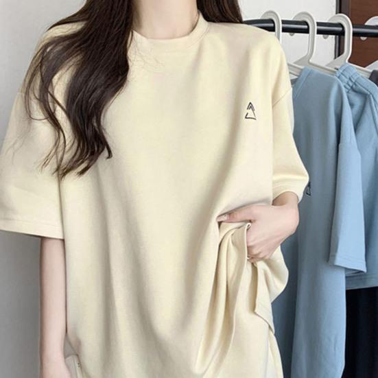 2 ks/sada O-neck s krátkým rukávem Ležérní outfit Elastický pas Kapsy se stahovací šňůrkou Dámské Jednobarevné tričko Široké nohavice Set Streetwear