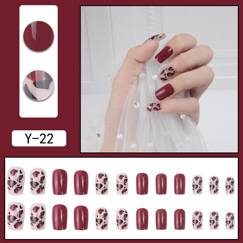 Y1 Fake Nail Sticker Wearing Nail Finished Nail Piece Removable Blush Nail Girl Cat Eye Gradual Change Nail Patch