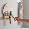 Wall Mounted Key Holder 3 Metal Hooks Round Wooden Key Holder for Entrances Corridors Bedrooms Living Rooms