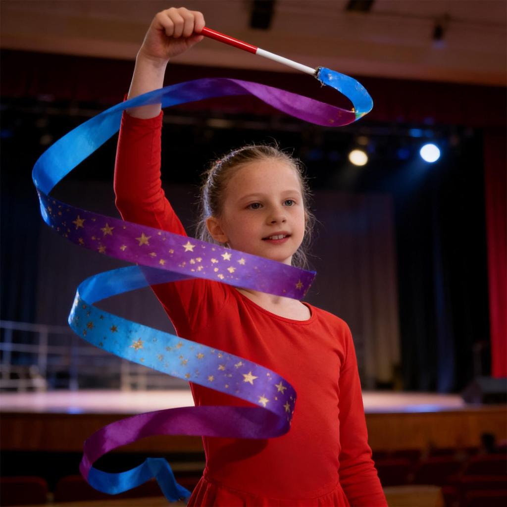 new Sparkly Gradient Dance Ribbon Long Twirling Streamer Wand For Parties, Talent Shows, Fitness & Classroom Activities
