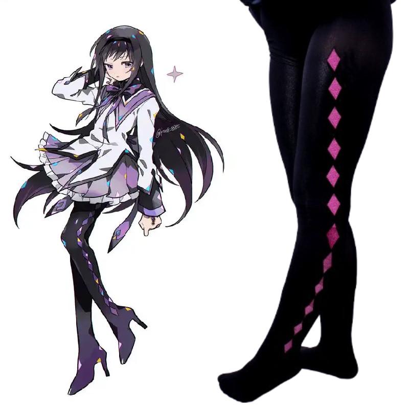 Puella Magi Madoka Magica Akemi Homura Cosplay Leggings With Knit Fabric For Daily Wear